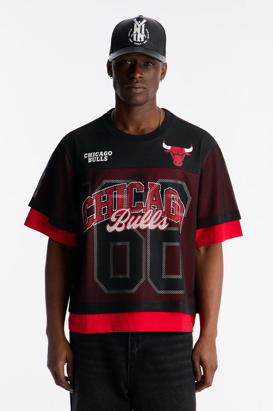 Bulls Lay Up Jersey Mesh Top - Black Fashion Nova
