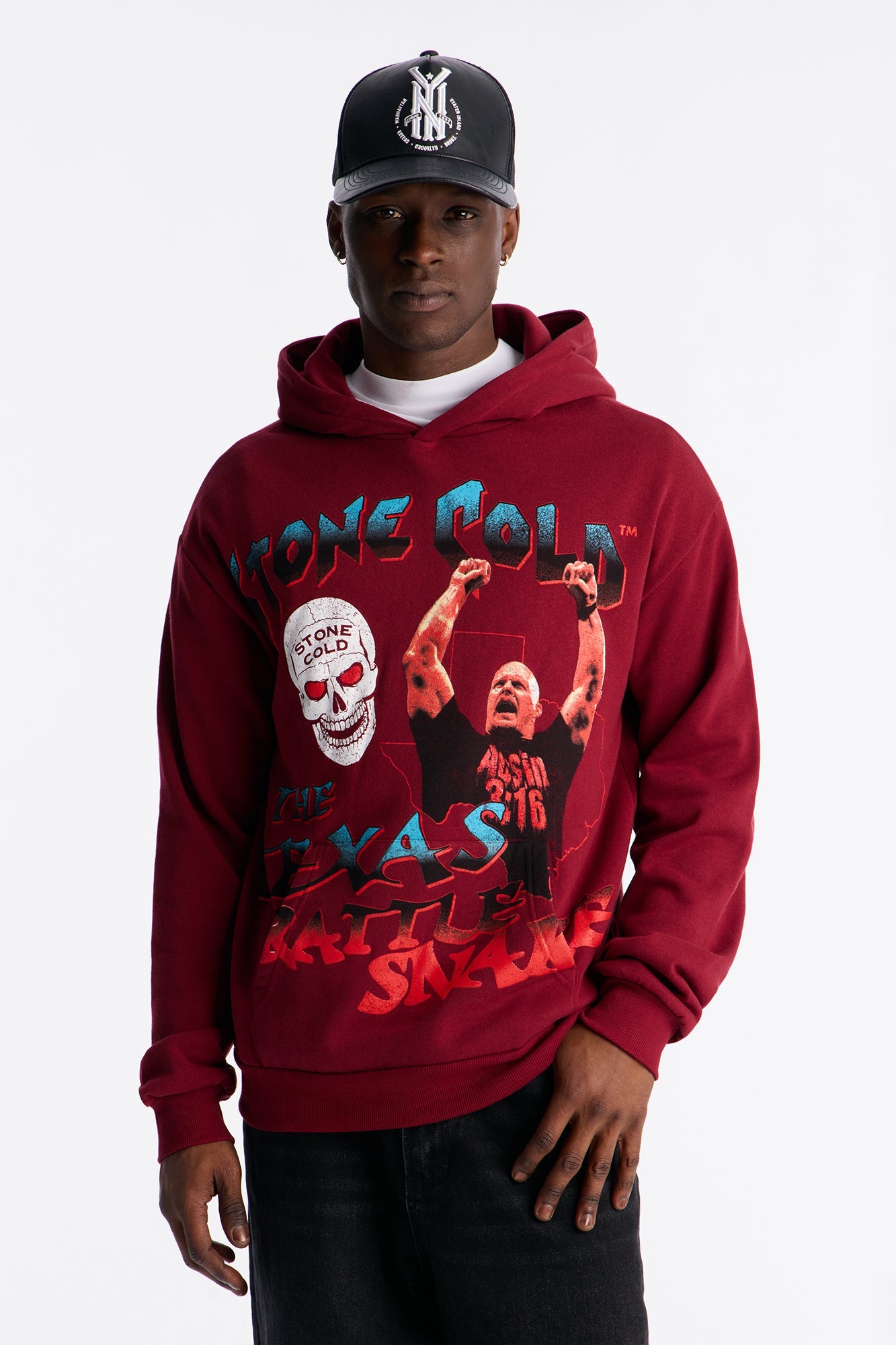 WWE Cold Stone Steve Austin Texas Rattle Snake Hoodie - Burgundy Fashion Nova