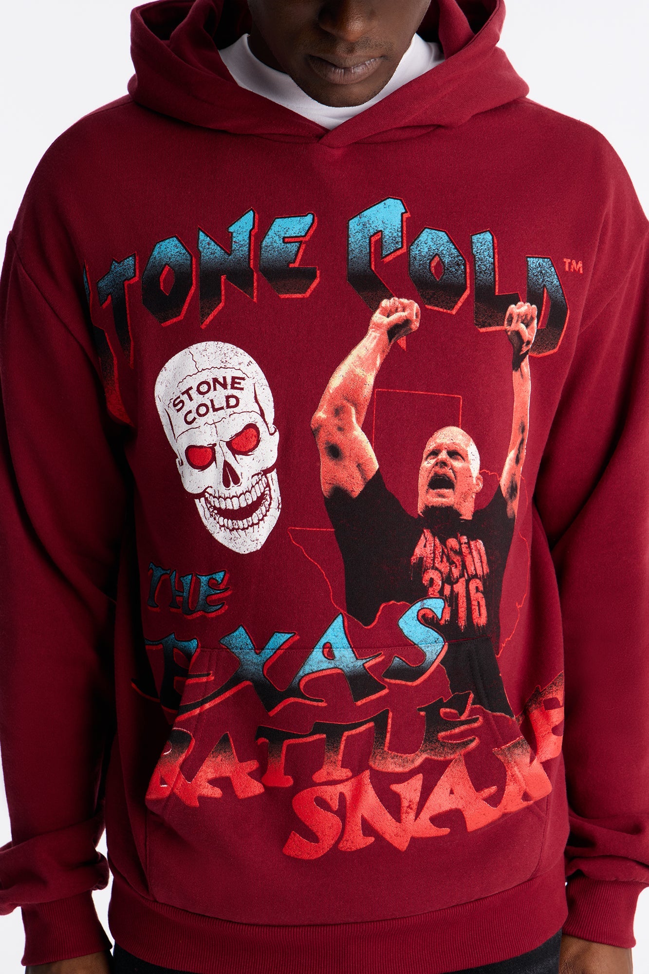 WWE Cold Stone Steve Austin Texas Rattle Snake Hoodie - Burgundy Fashion Nova