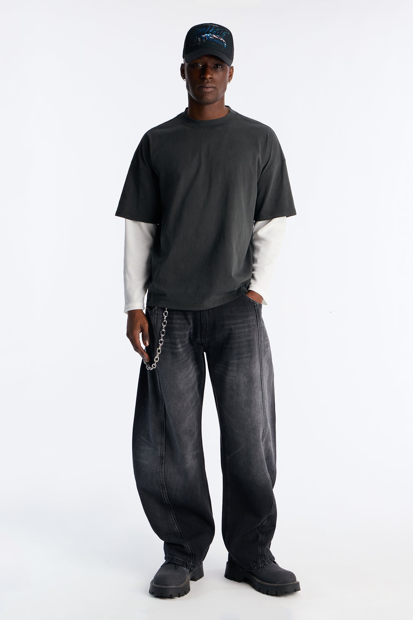 Barrel Led On Panel Jean - Black Wash Fashion Nova