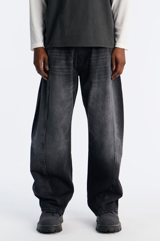 Barrel Led On Panel Jean - Black Wash Fashion Nova