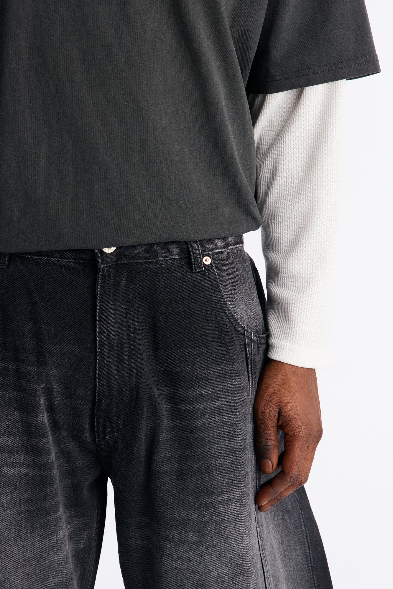 Barrel Led On Panel Jean - Black Wash Fashion Nova