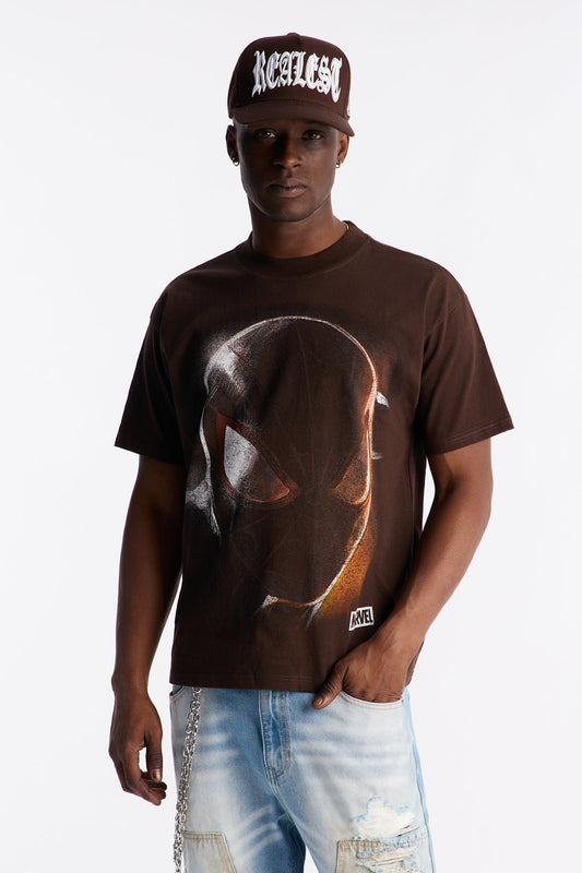 Boxy Spider Man Be Yourself Short Sleeve Tee - Brown Fashion Nova