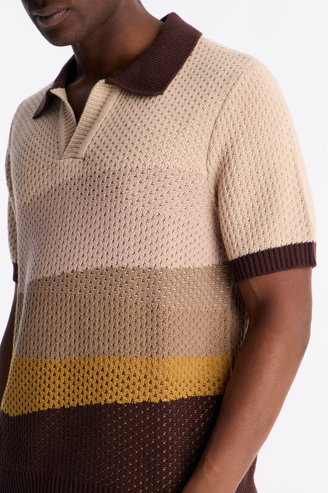 Grove Knitted Johnny Collar Shirt - Brown Fashion Nova