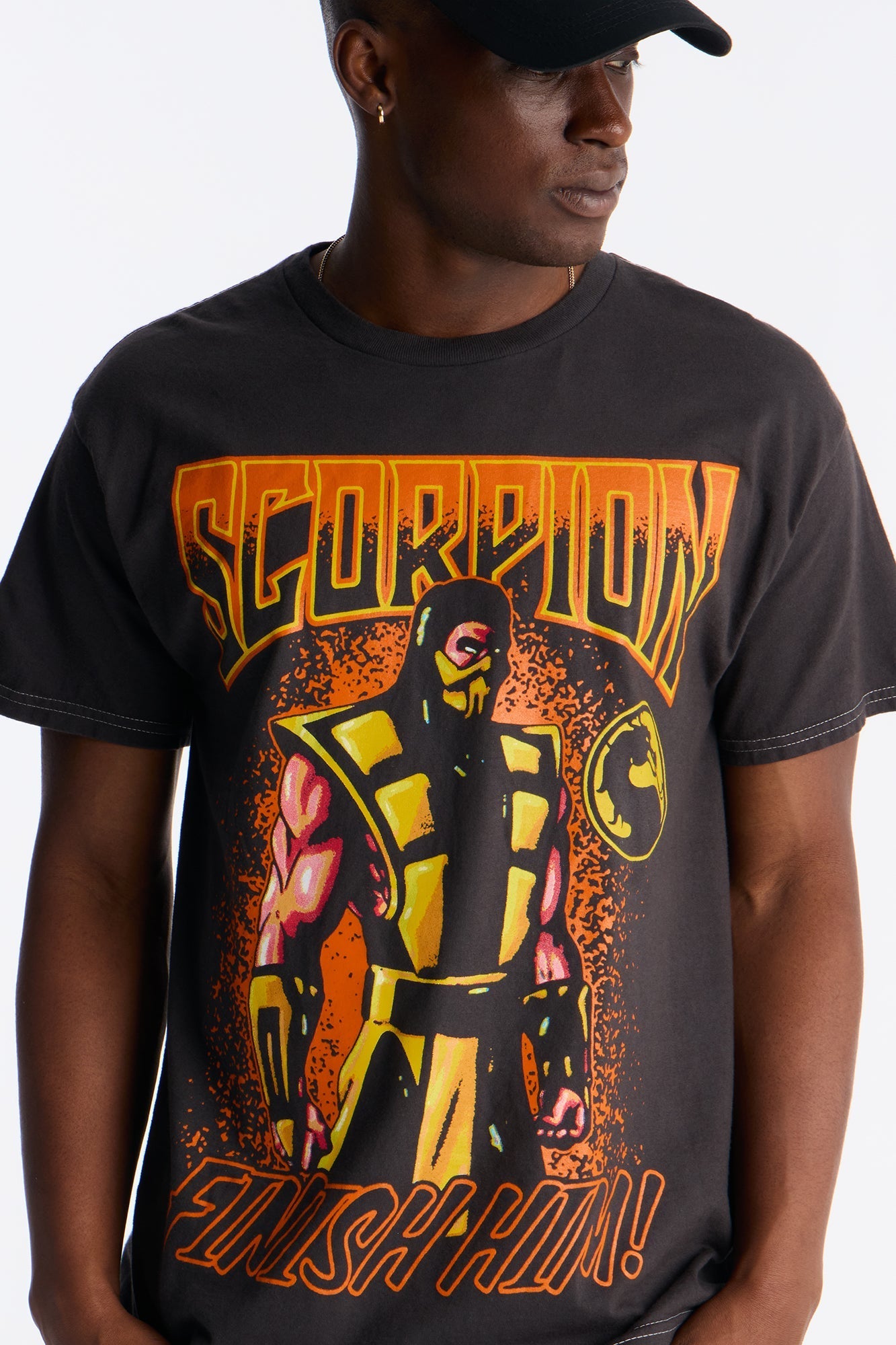 Mortal Kombat Scorpion FINISH HIM Short Sleeve Tee - Black Fashion Nova