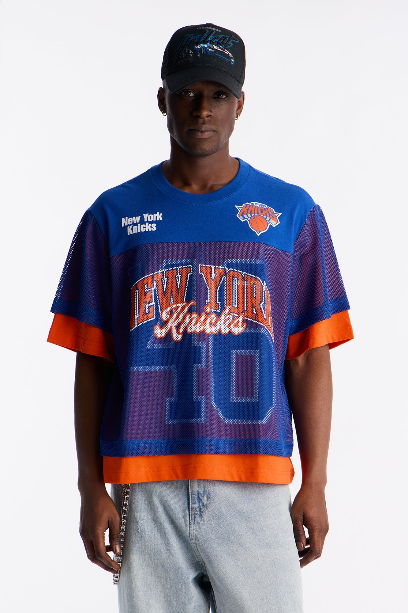 Knicks Lay Up Jersey Mesh Top - Royal Fashion Nova