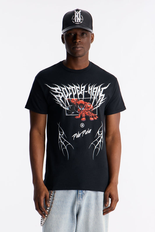 Spider Man Peter Parker Short Sleeve Tee - Black Fashion Nova