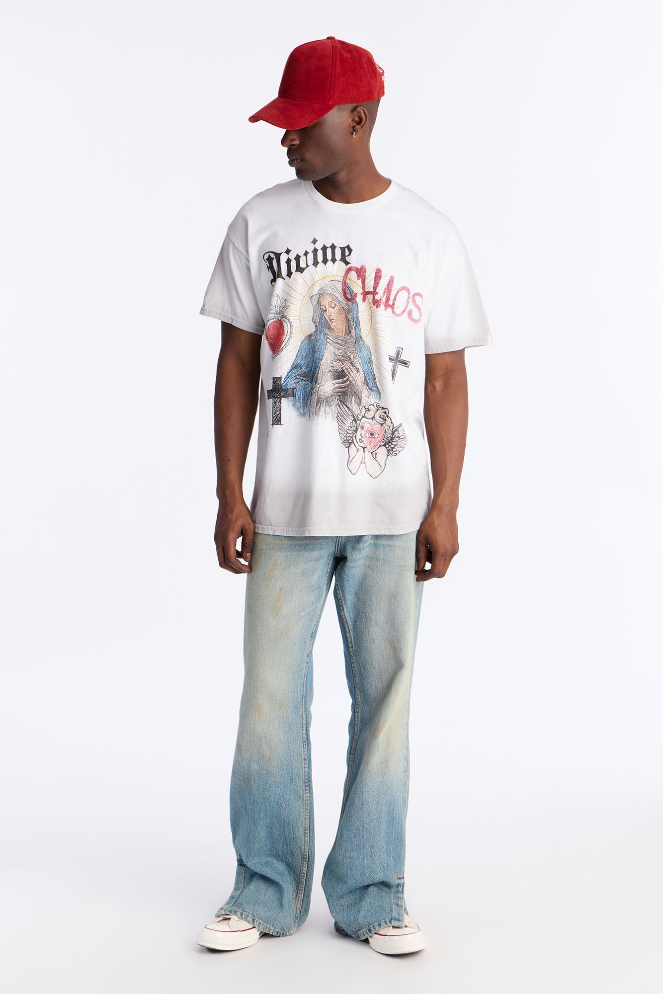 Divine Chaos Oversized Short Sleeve Tee - White Fashion Nova