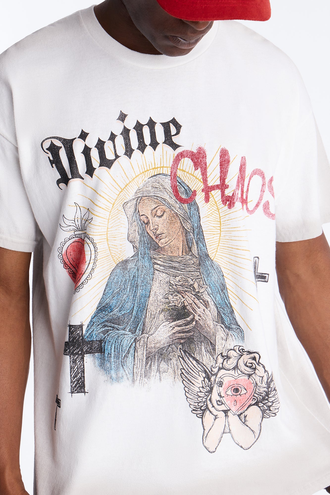 Divine Chaos Oversized Short Sleeve Tee - White Fashion Nova