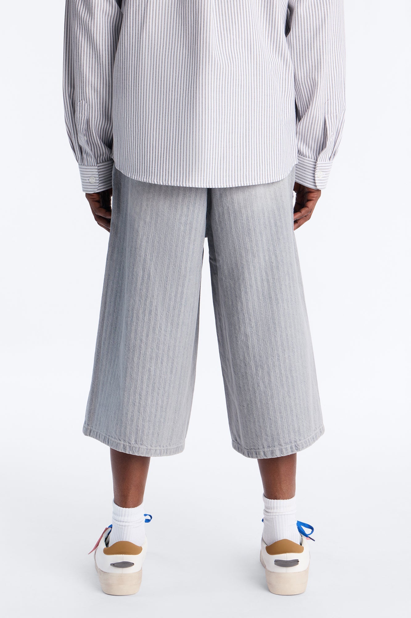 Super Baggy Subtle Stripe Denim Short - Grey Fashion Nova