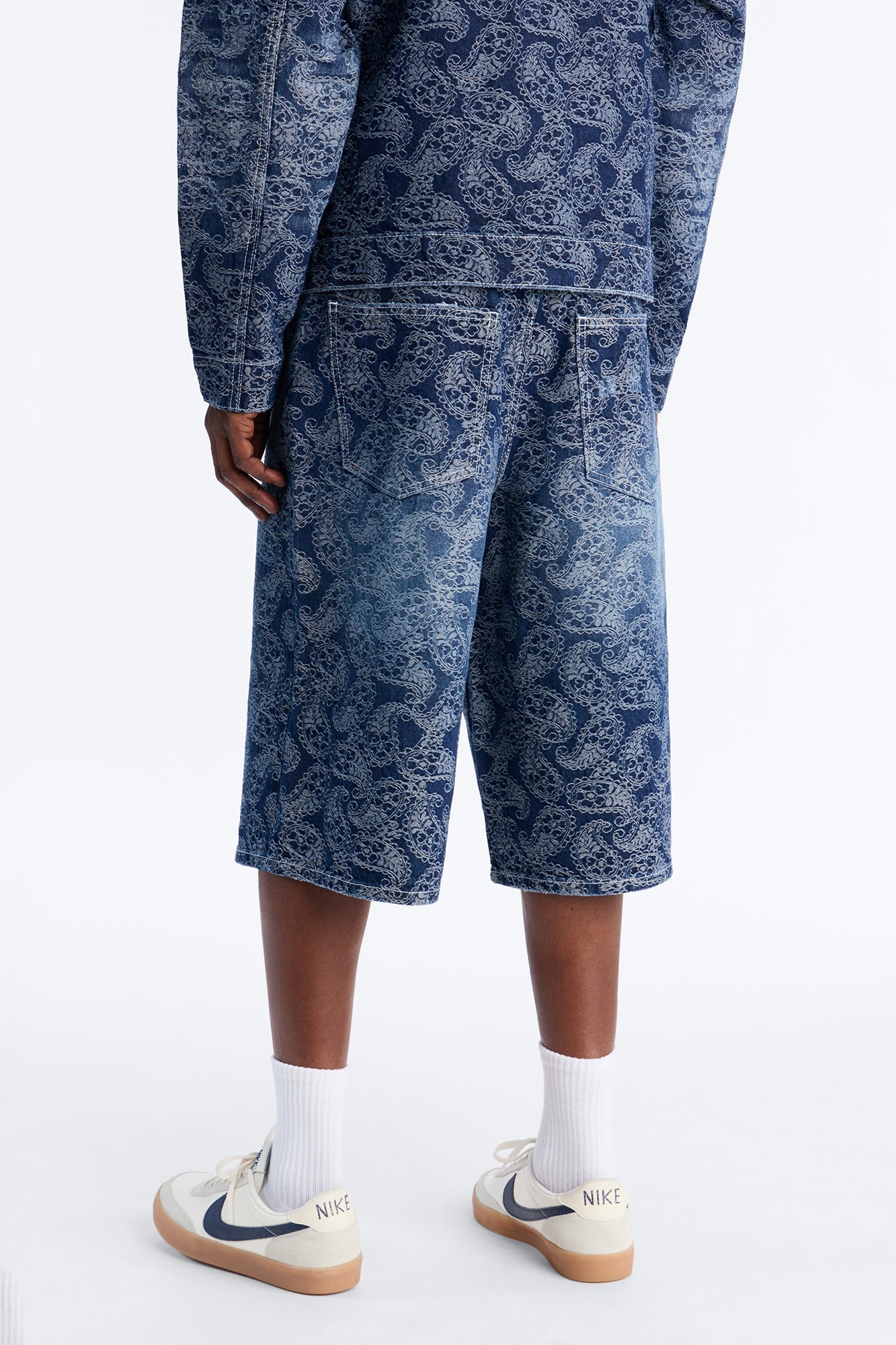 Baggy Paisley Jacquard Denim Short - Dark Wash Fashion Nova