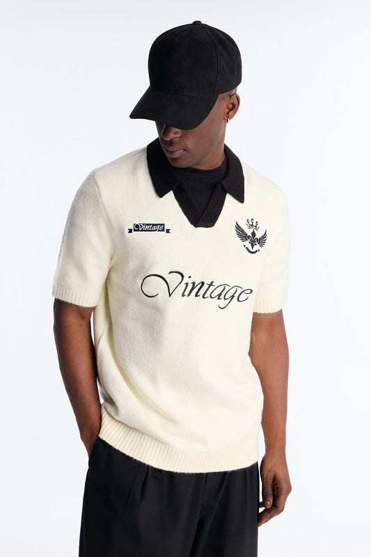Cambridge Sweater Johnny Collar Polo - Cream Fashion Nova