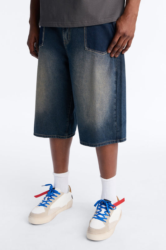 Baggy Drift Denim Short - Dark Wash Fashion Nova