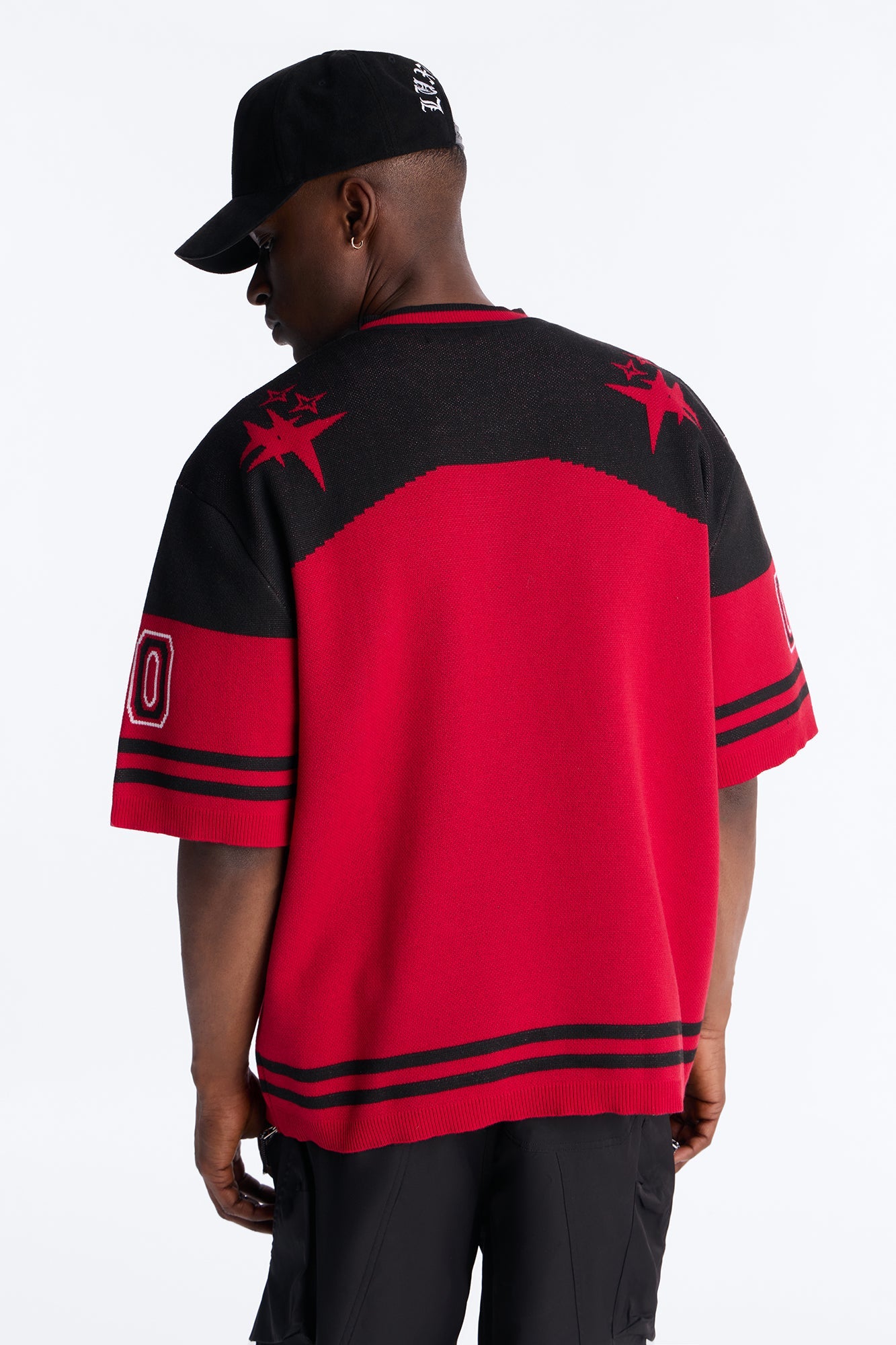 Short Sleeve Graphic Jersey Sweater - Red/Black Fashion Nova
