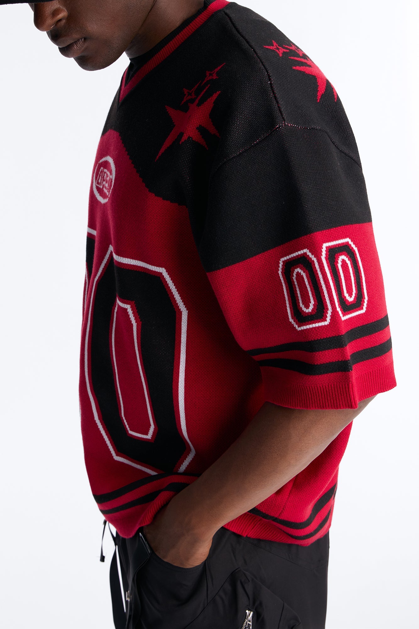 Short Sleeve Graphic Jersey Sweater - Red/Black Fashion Nova