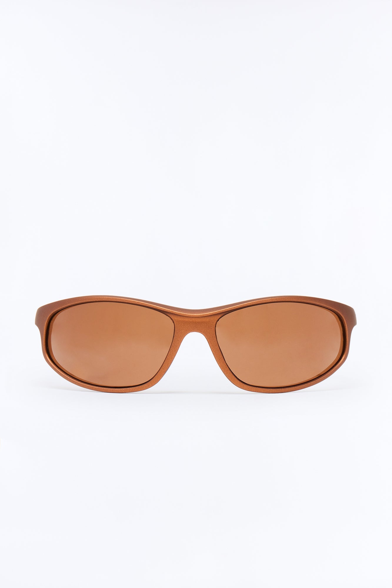 Rubberized Slim Sport Wrap Sunglasses - Brown Fashion Nova