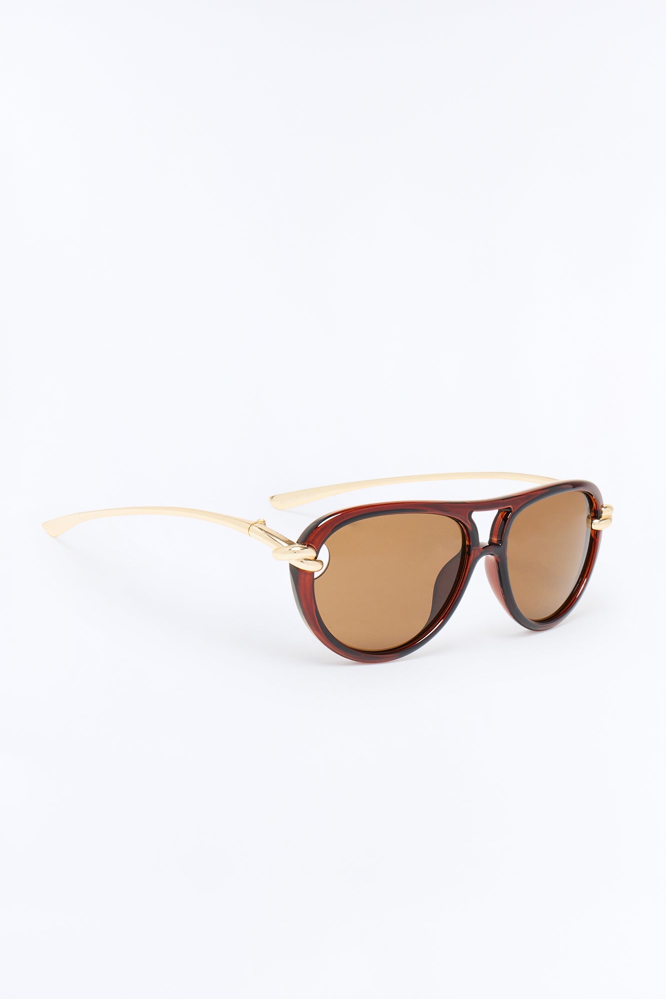 Retro Appeal Aviator Sunglasses - Gold/Brown Fashion Nova