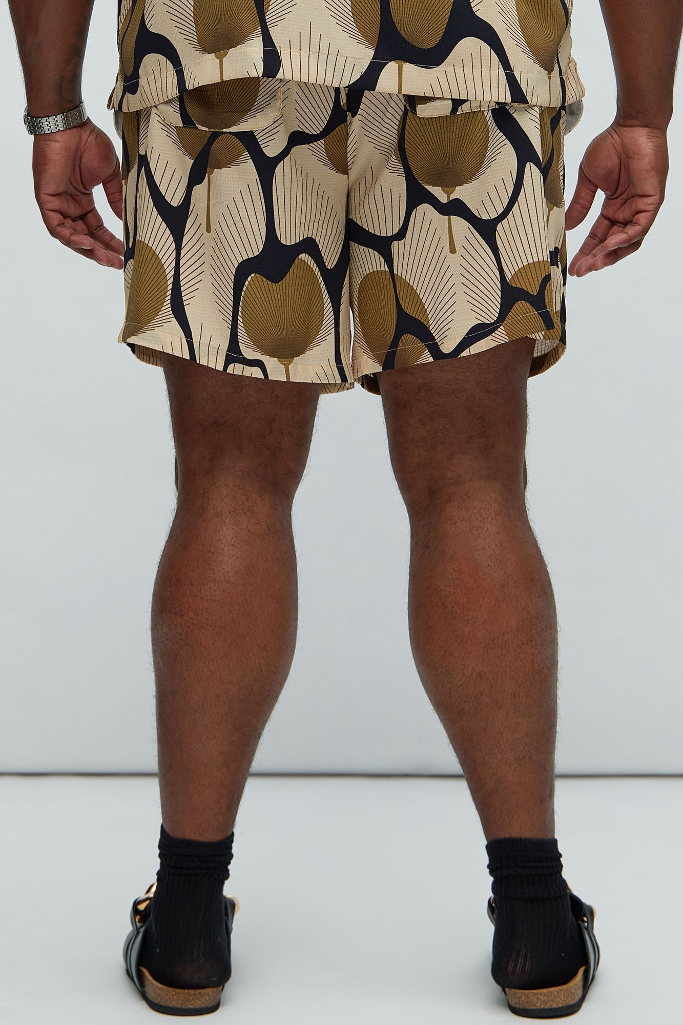 Sahara Textured Warmup Shorts - Tan/Multi Fashion Nova
