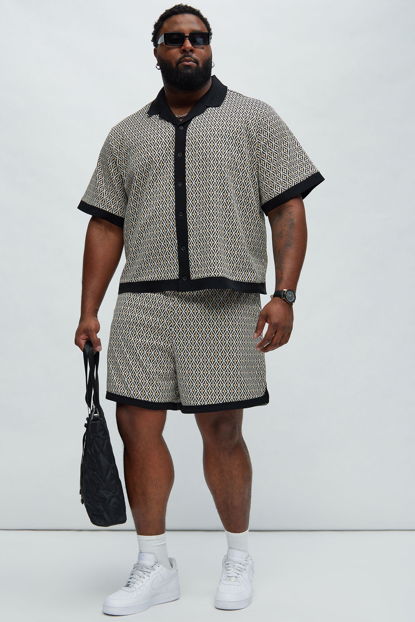 Rushmore Knit Shirt - Black/combo Fashion Nova