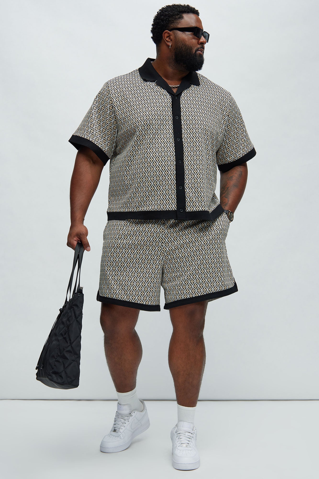 Rushmore Knit Warmup Shorts - Black/combo Fashion Nova