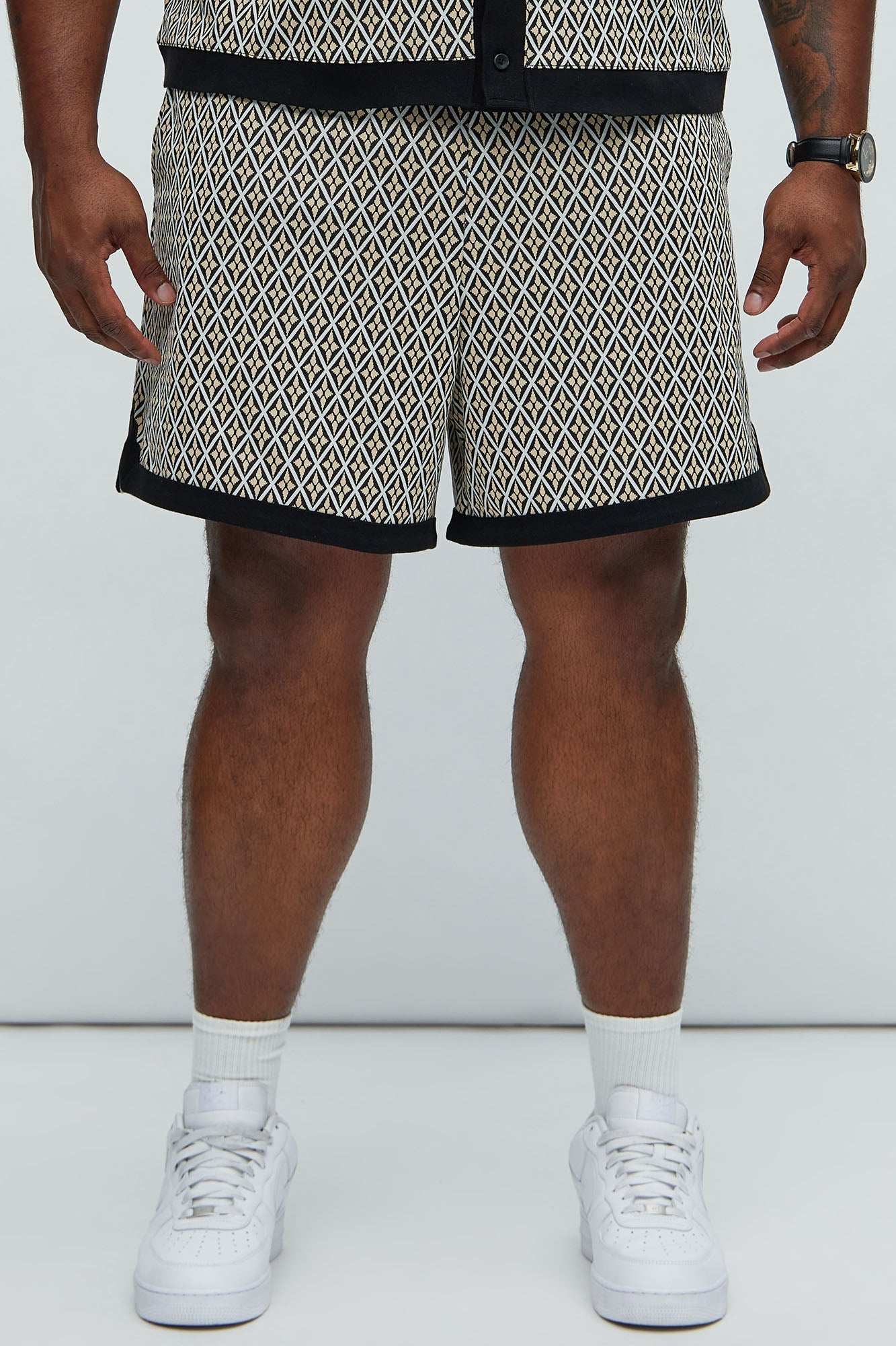 Rushmore Knit Warmup Shorts - Black/combo Fashion Nova