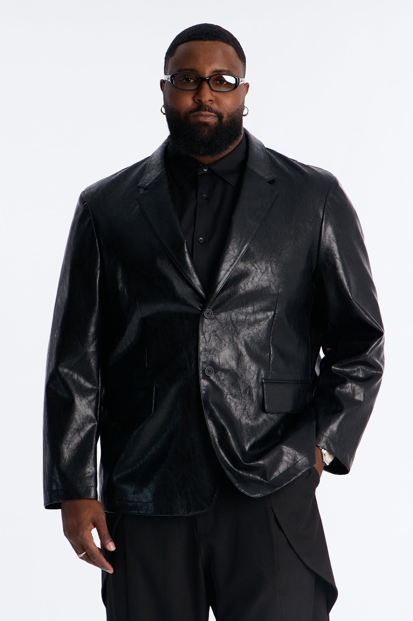Night Viper Faux Leather Blazer - Black Fashion Nova