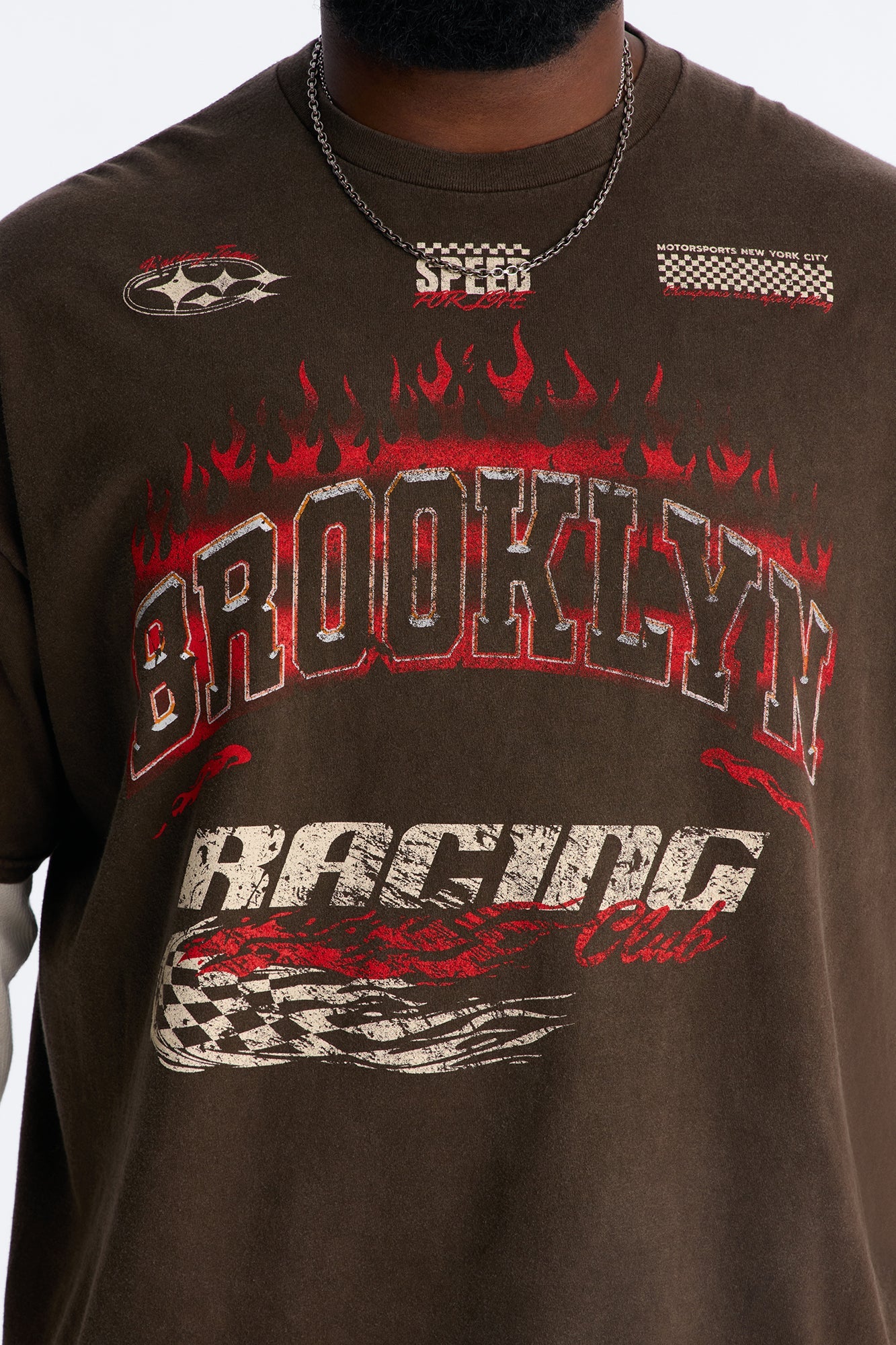 Brooklyn Racing 2fer Long Sleeve Tee - Chocolate Fashion Nova