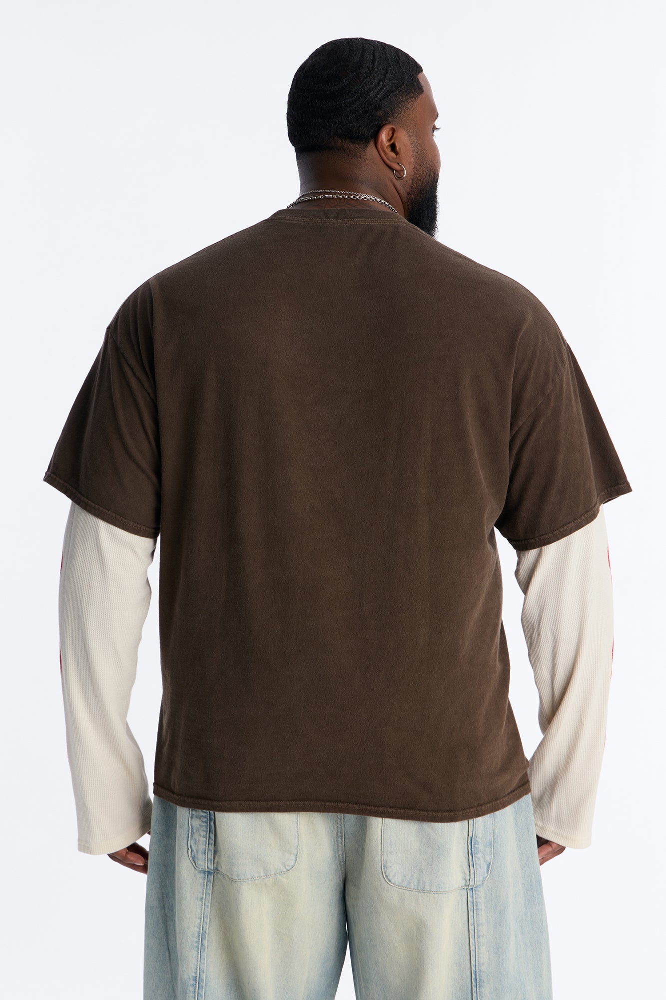 Brooklyn Racing 2fer Long Sleeve Tee - Chocolate Fashion Nova