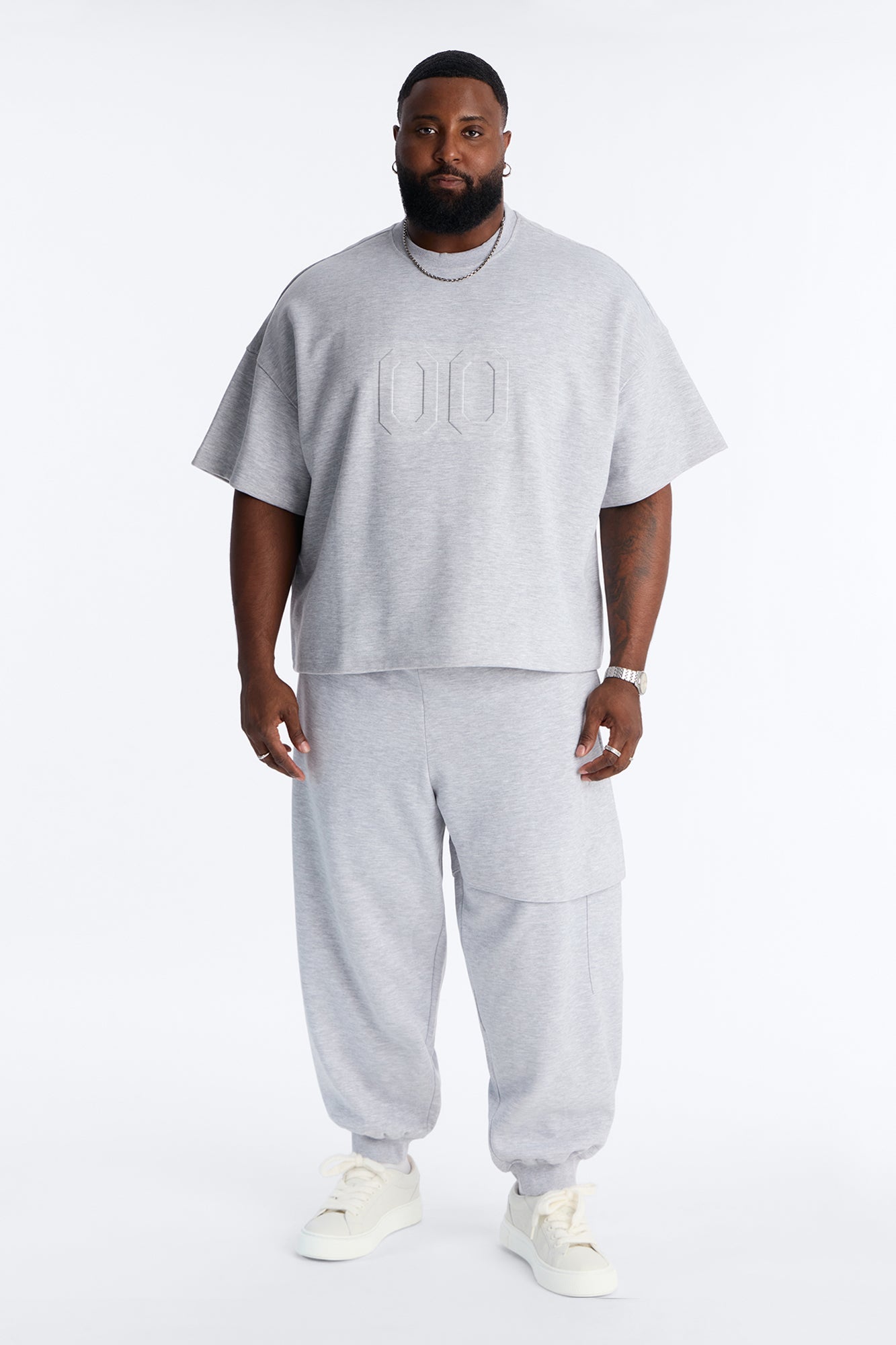 Structured Fleece Embossed Cargo Joggers - Heather Grey Fashion Nova