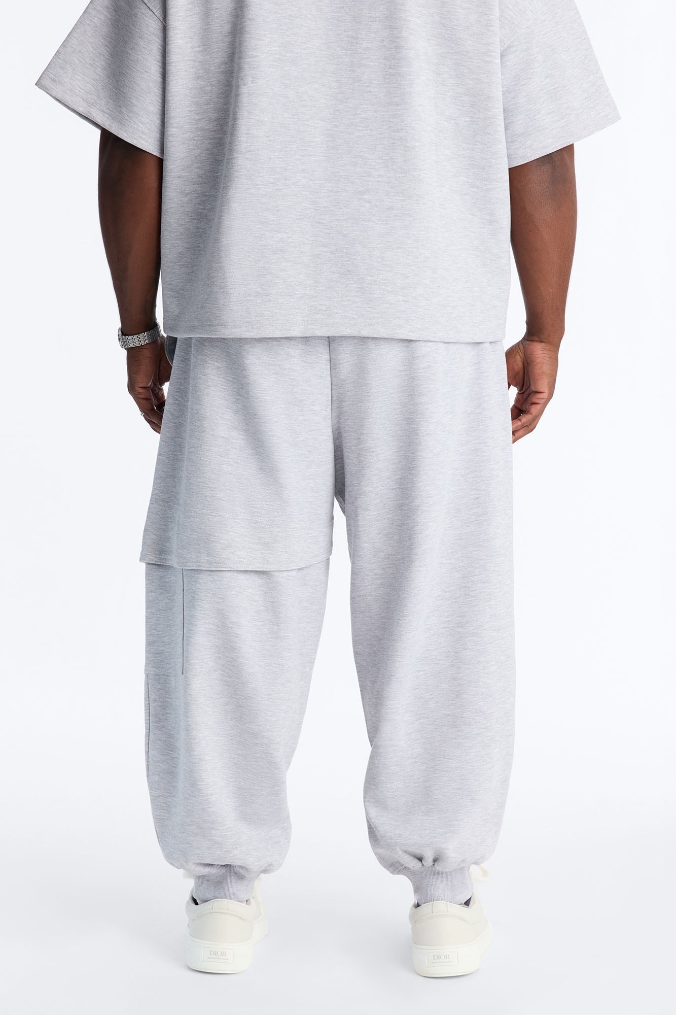 Structured Fleece Embossed Cargo Joggers - Heather Grey Fashion Nova