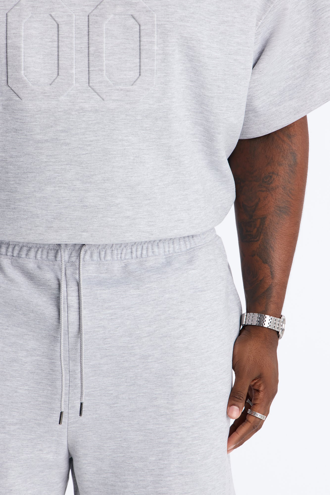Structured Fleece Embossed Cargo Joggers - Heather Grey Fashion Nova