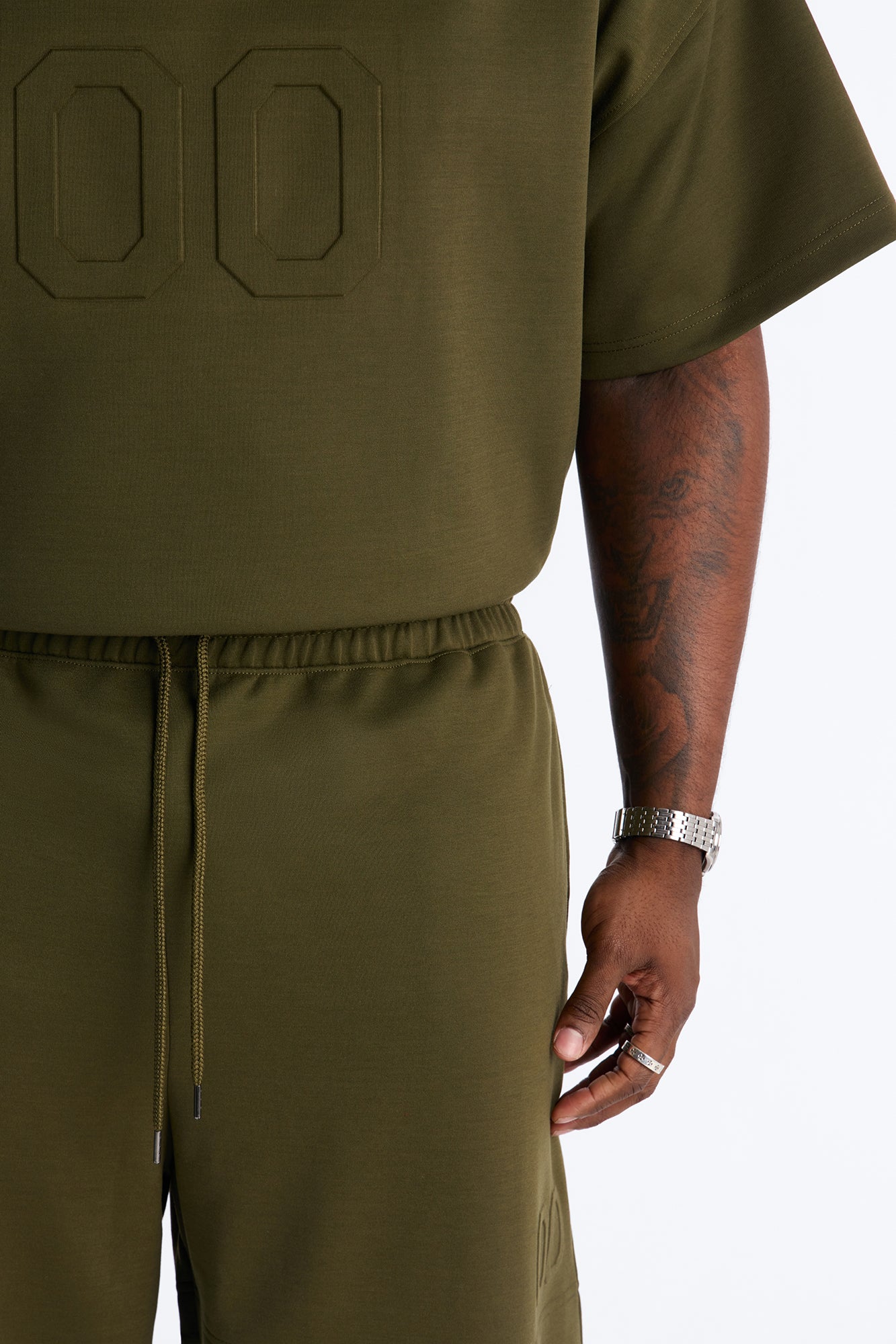 Structured Fleece Embossed Cargo Joggers - Olive Fashion Nova