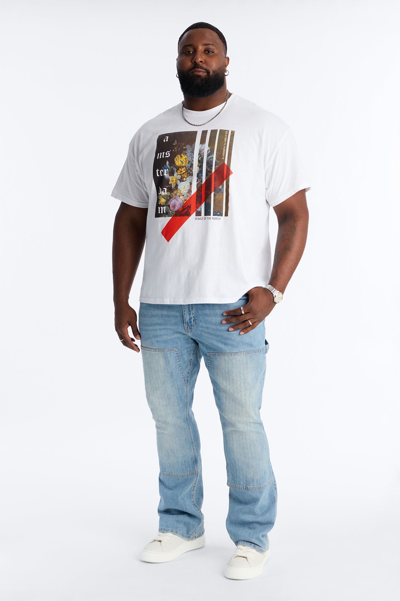 Amsterdam Floral Arrangement Short Sleeve Tee - White Fashion Nova