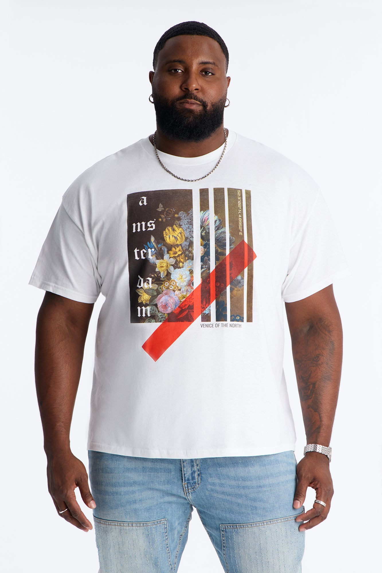 Amsterdam Floral Arrangement Short Sleeve Tee - White Fashion Nova