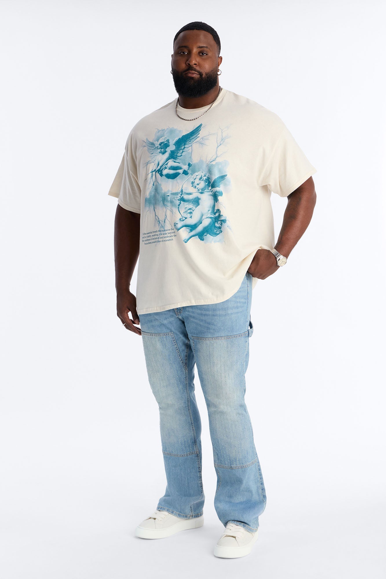 Angelic Archers Oversized Short Sleeve Tee - Cream Fashion Nova