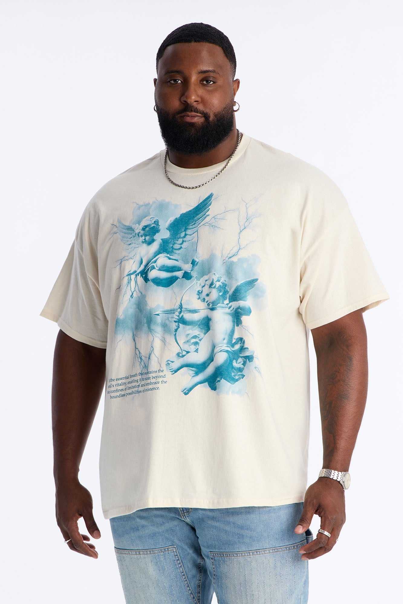 Angelic Archers Oversized Short Sleeve Tee - Cream Fashion Nova
