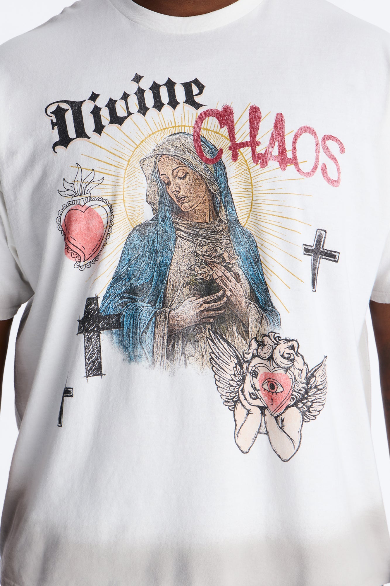 Divine Chaos Oversized Short Sleeve Tee - White Fashion Nova