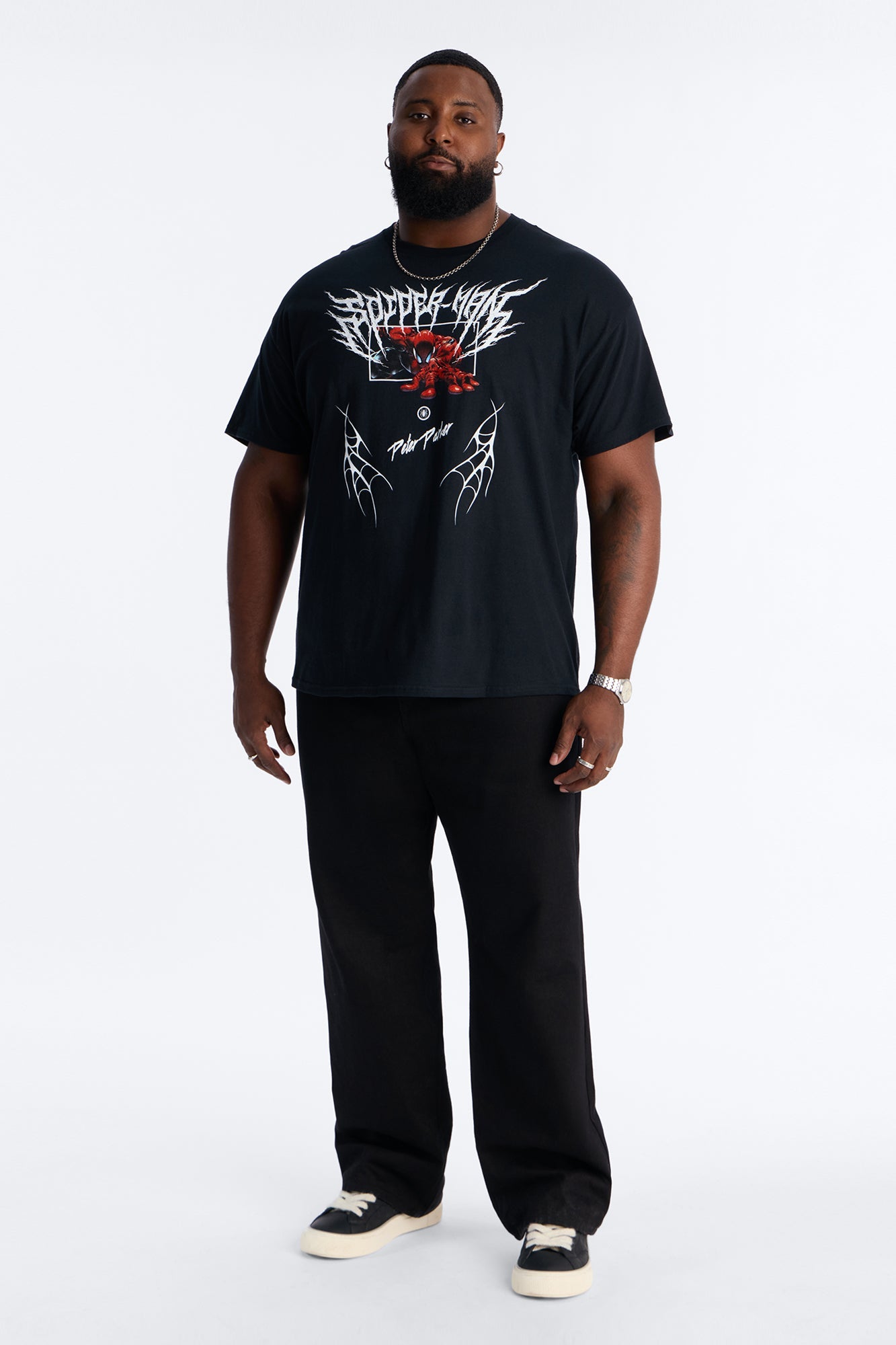 Spider Man Peter Parker Short Sleeve Tee - Black Fashion Nova
