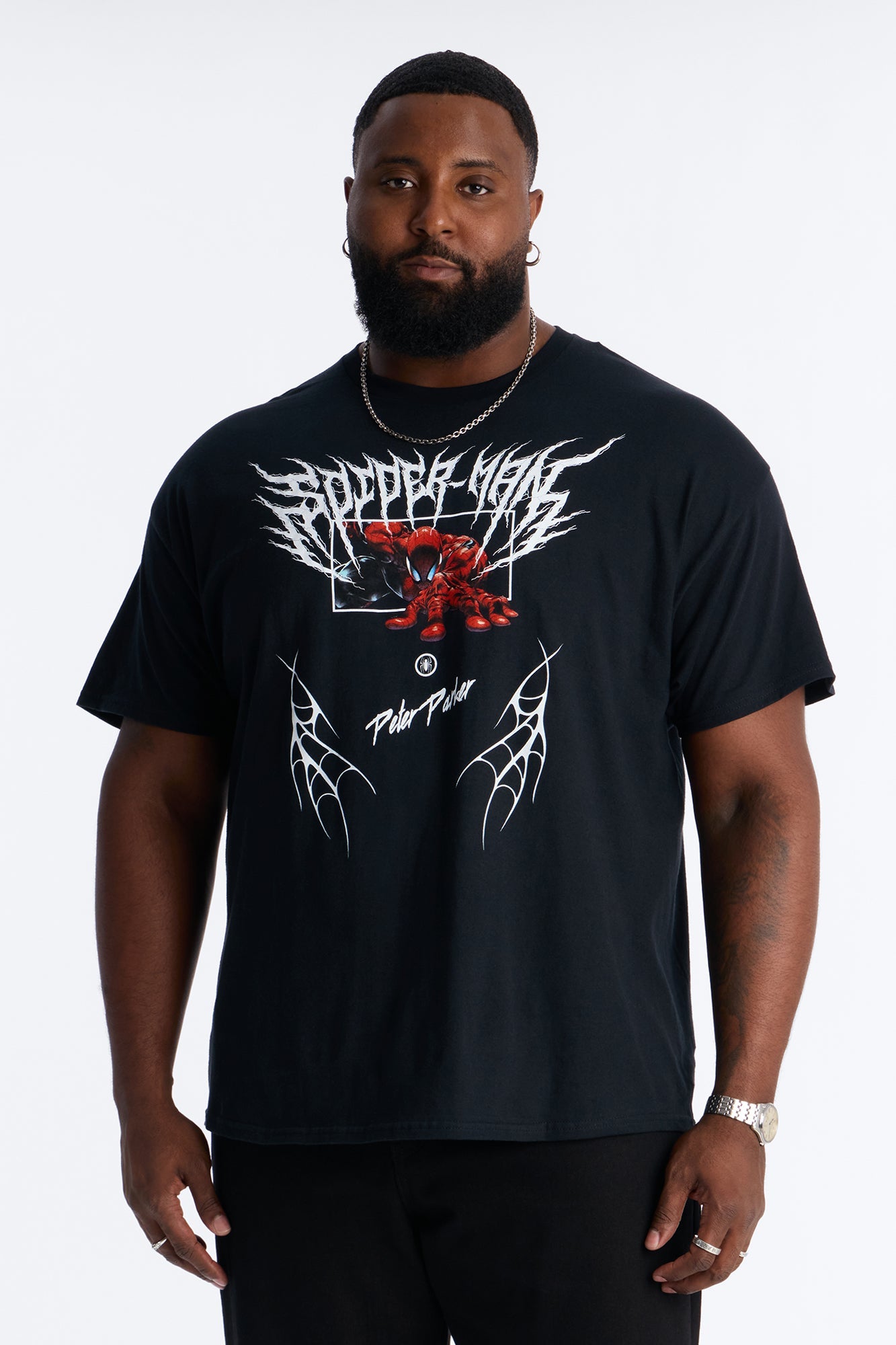 Spider Man Peter Parker Short Sleeve Tee - Black Fashion Nova