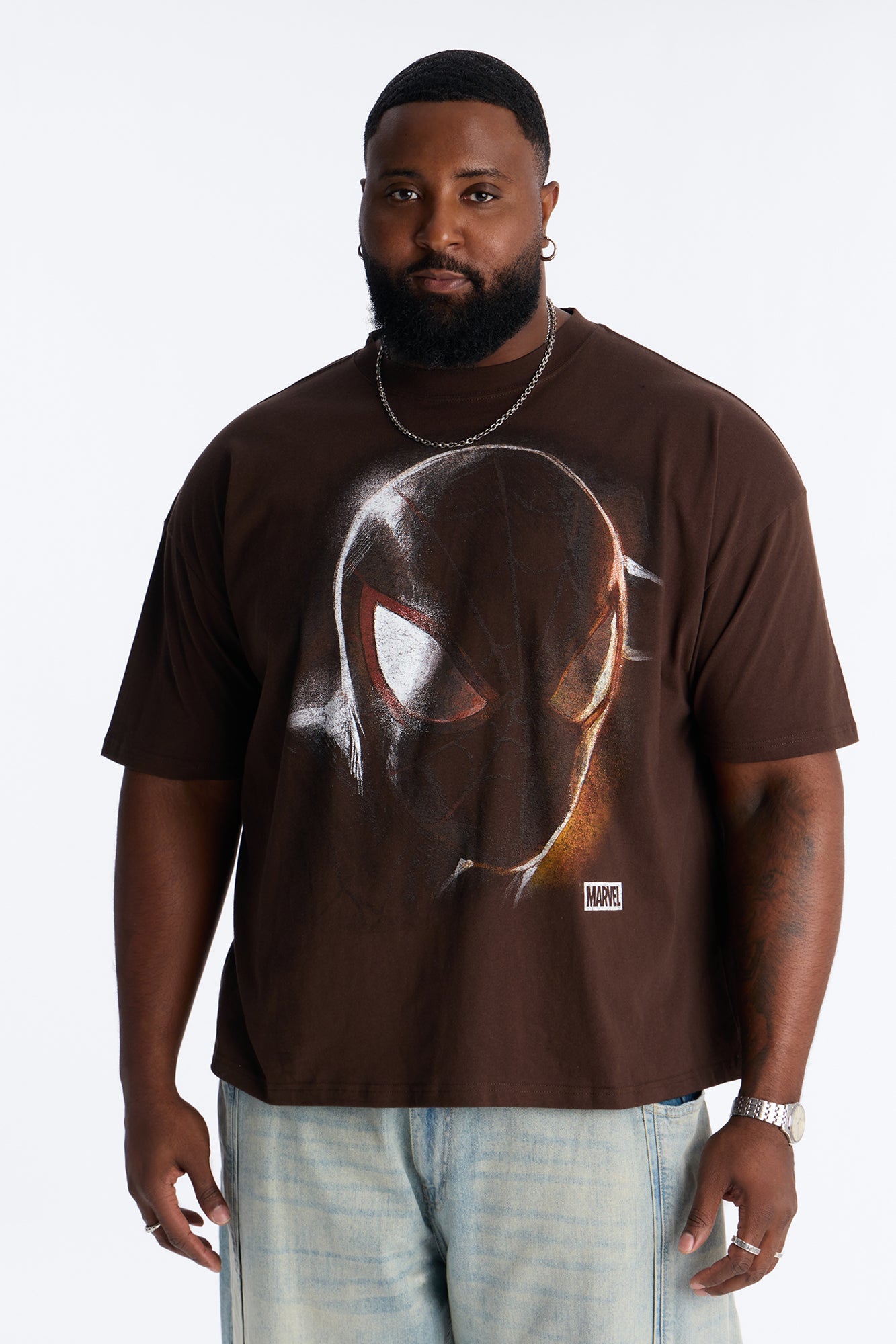 Boxy Spider Man Be Yourself Short Sleeve Tee - Brown Fashion Nova