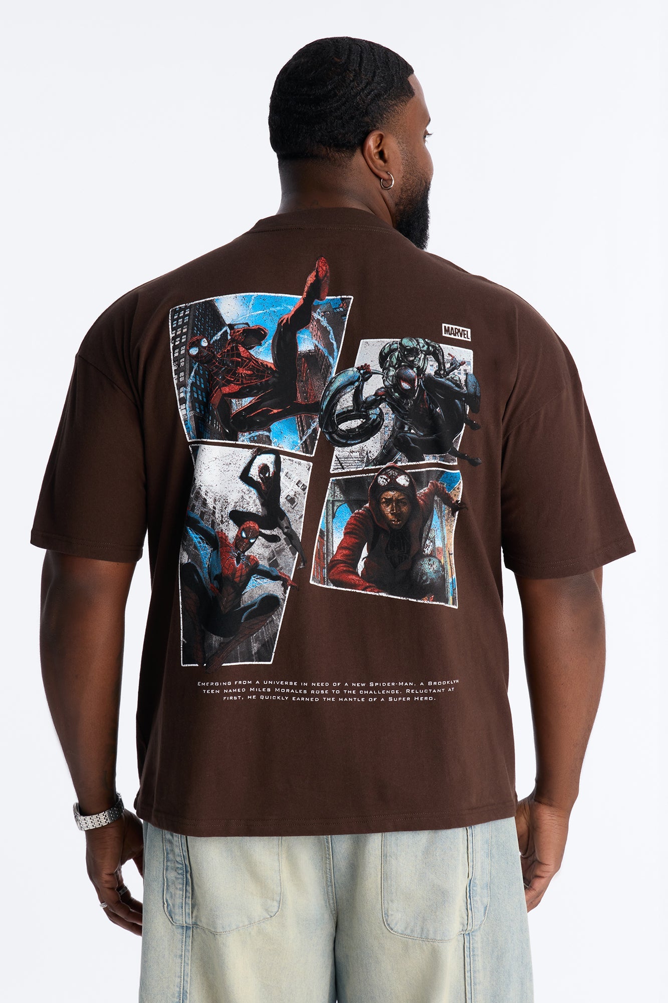 Boxy Spider Man Be Yourself Short Sleeve Tee - Brown Fashion Nova