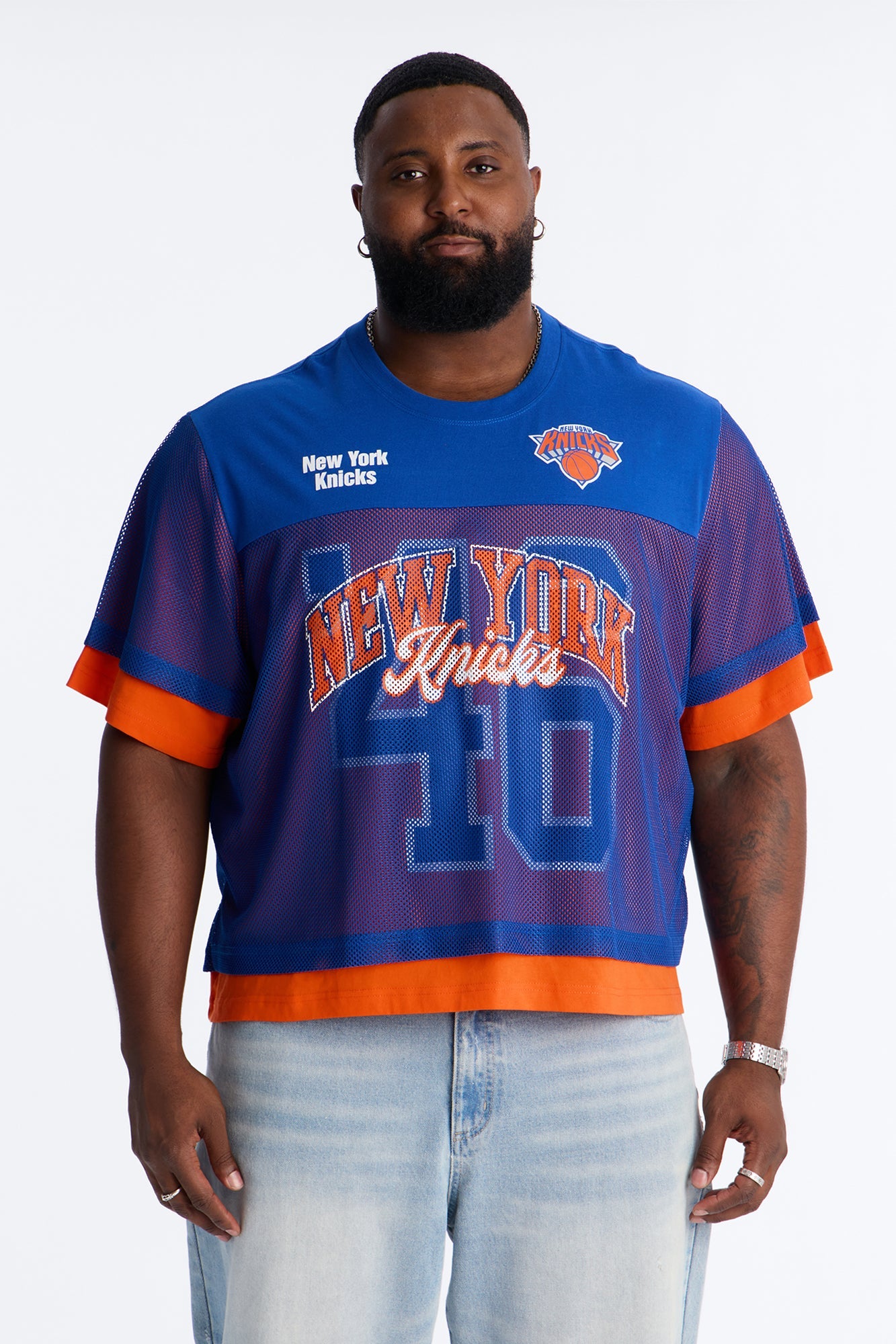 Knicks Lay Up Jersey Mesh Top - Royal Fashion Nova
