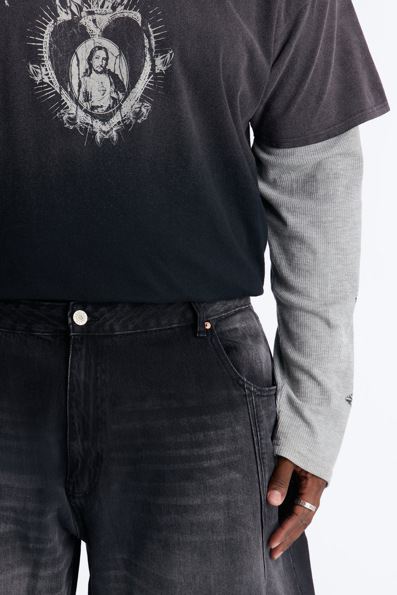 Barrel Led On Panel Jean - Black Wash Fashion Nova