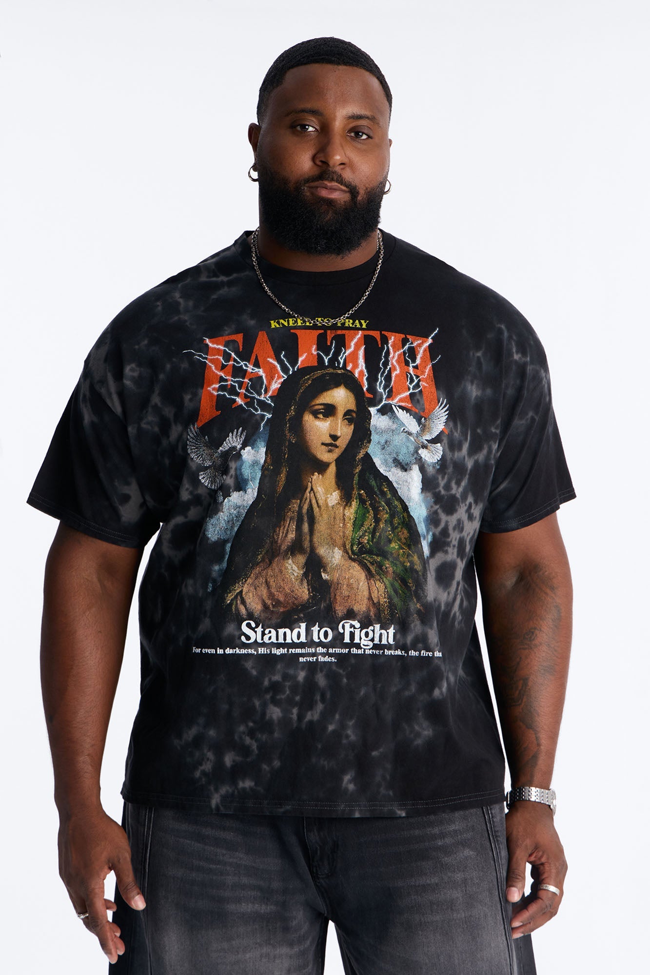 Faith Tye Dye Oversized Short Sleeve Tee - Black Fashion Nova