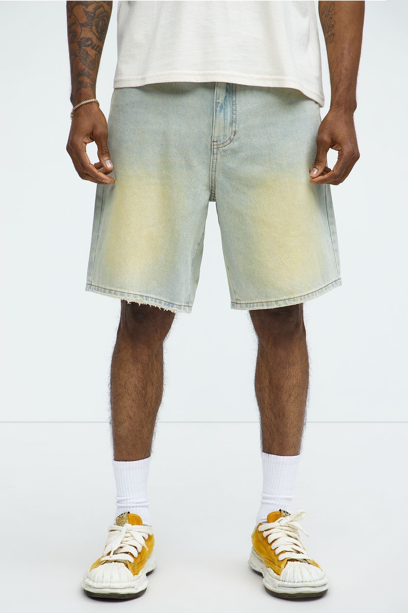 Drawstring Belt Relaxed Denim Shorts - Vintage Blue Wash Fashion Nova