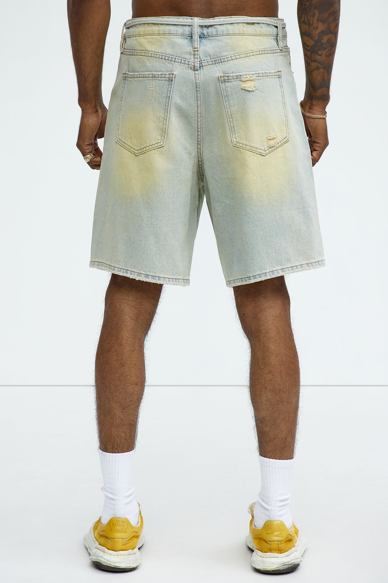 Drawstring Belt Relaxed Denim Shorts - Vintage Blue Wash Fashion Nova