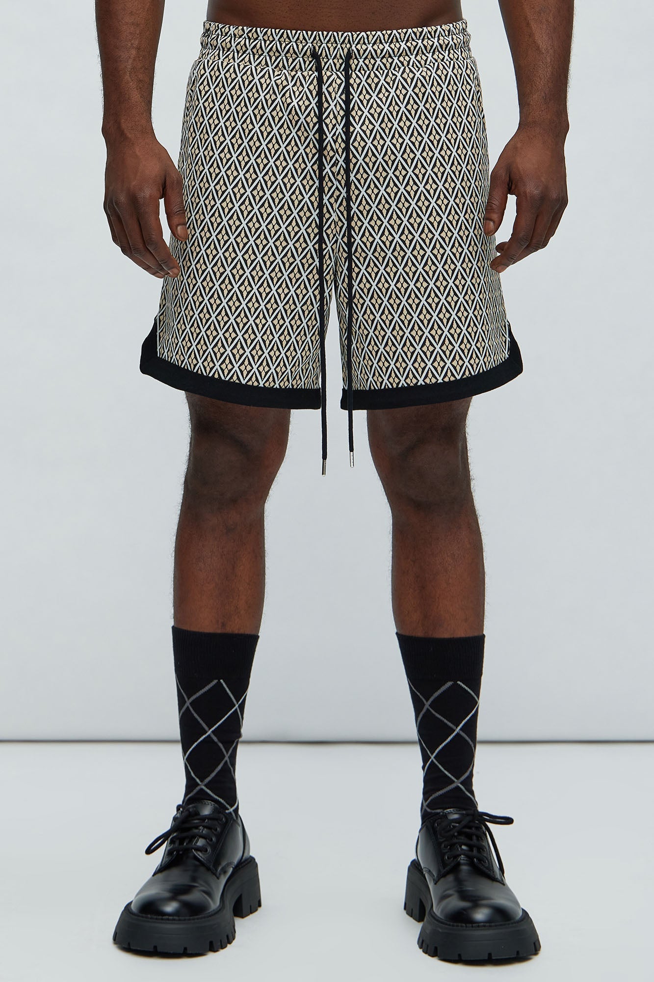 Rushmore Knit Warmup Shorts - Black/combo Fashion Nova