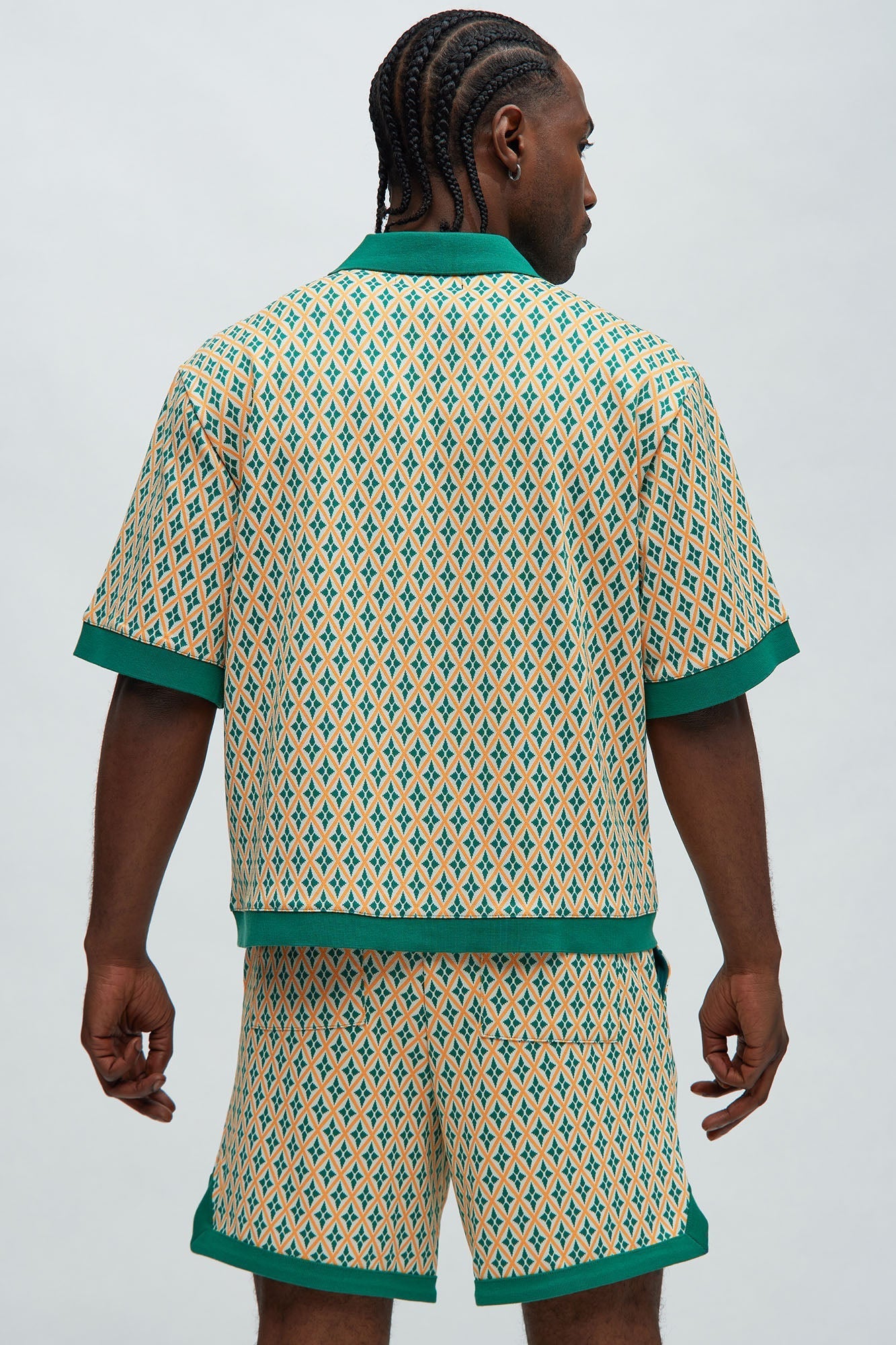 Rushmore Knit Shirt - Green/combo Fashion Nova