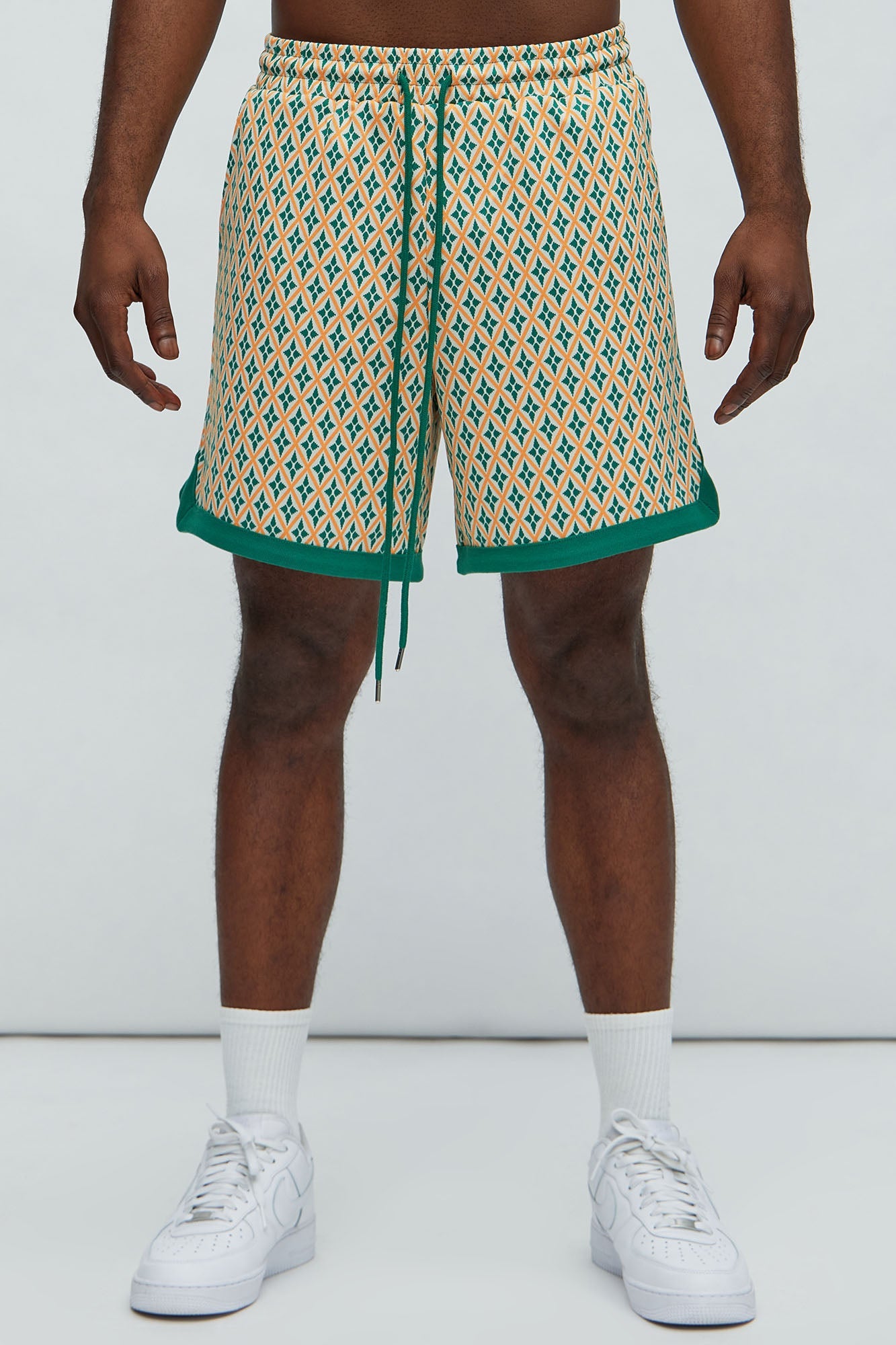 Rushmore Knit Warmup Shorts - Green/combo Fashion Nova