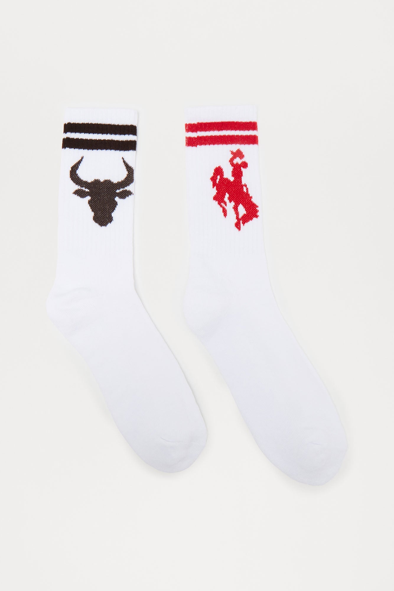 Out West Solid Graphic Crew Socks 2 Pack - White/combo Fashion Nova